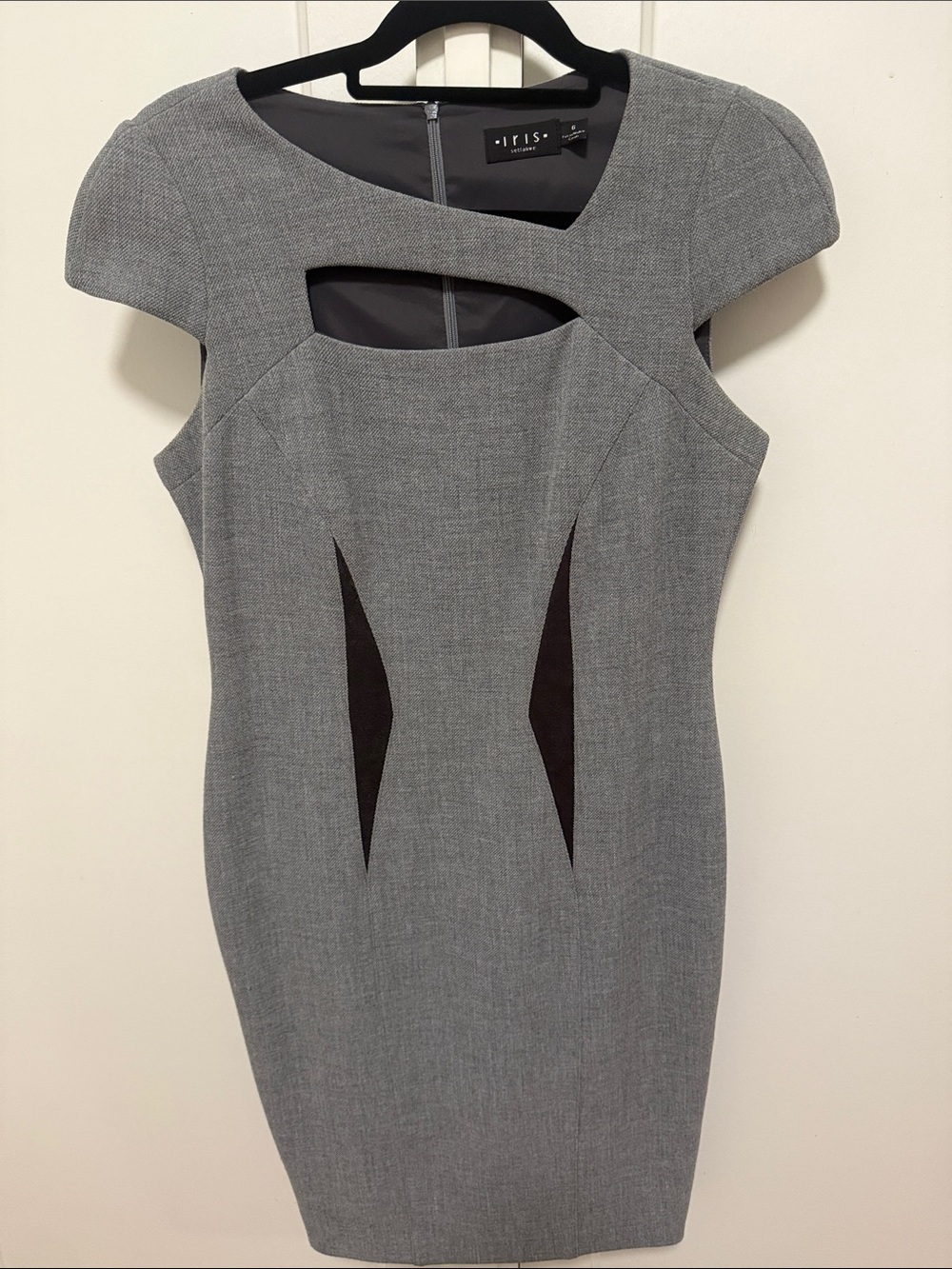 iris Gray Sheath Dress with Cutout Accents